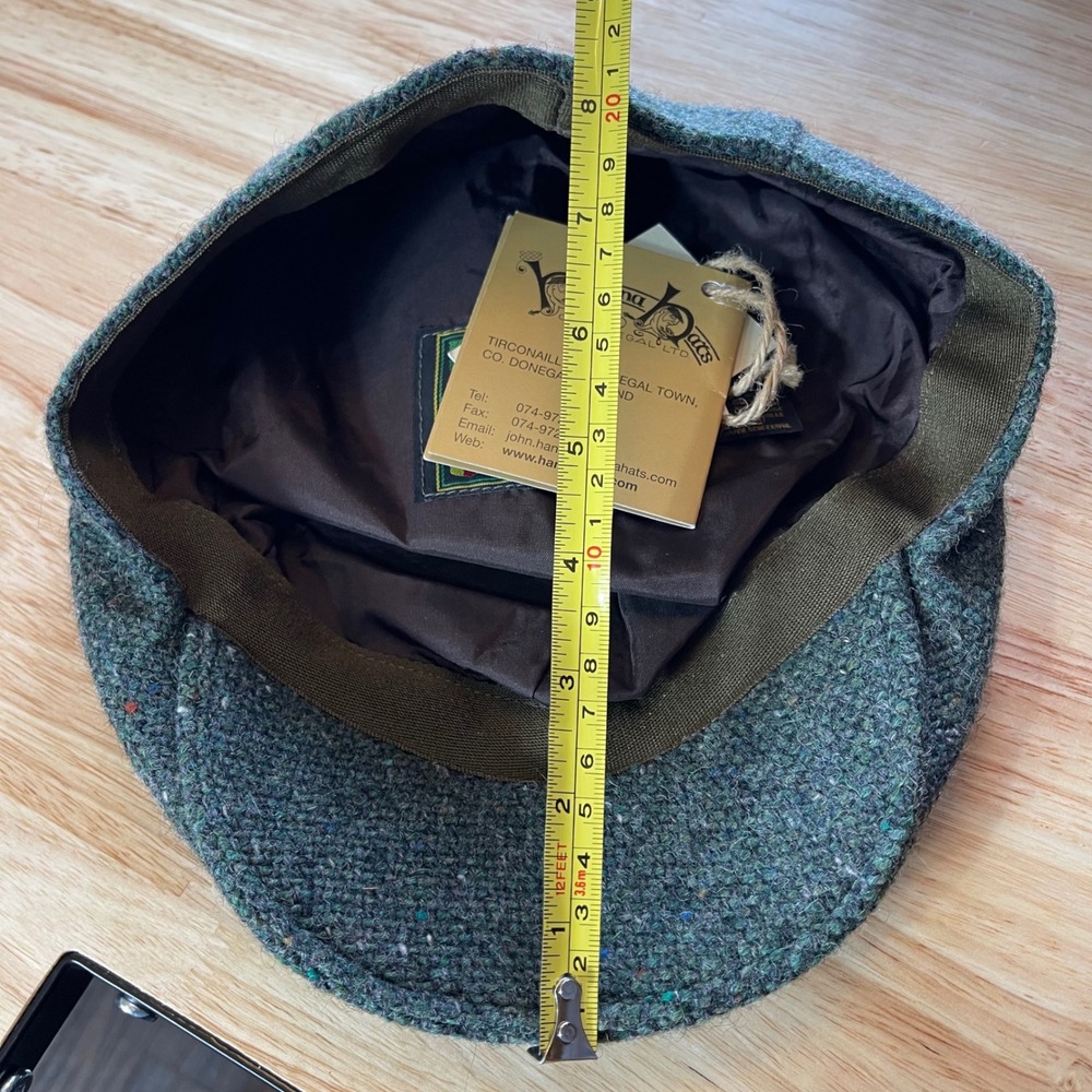 NWT Hanna Hats of Donegal Green Tweed Wool Flat Cap Jameson Ireland Mens Large - Picture 15 of 16
